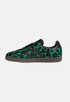 ADIDAS ORIGINALS Sneakers SAMBA verdi per uomo e donna con stampa leopardata HQ9374 . ADIDAS ORIGINALS 