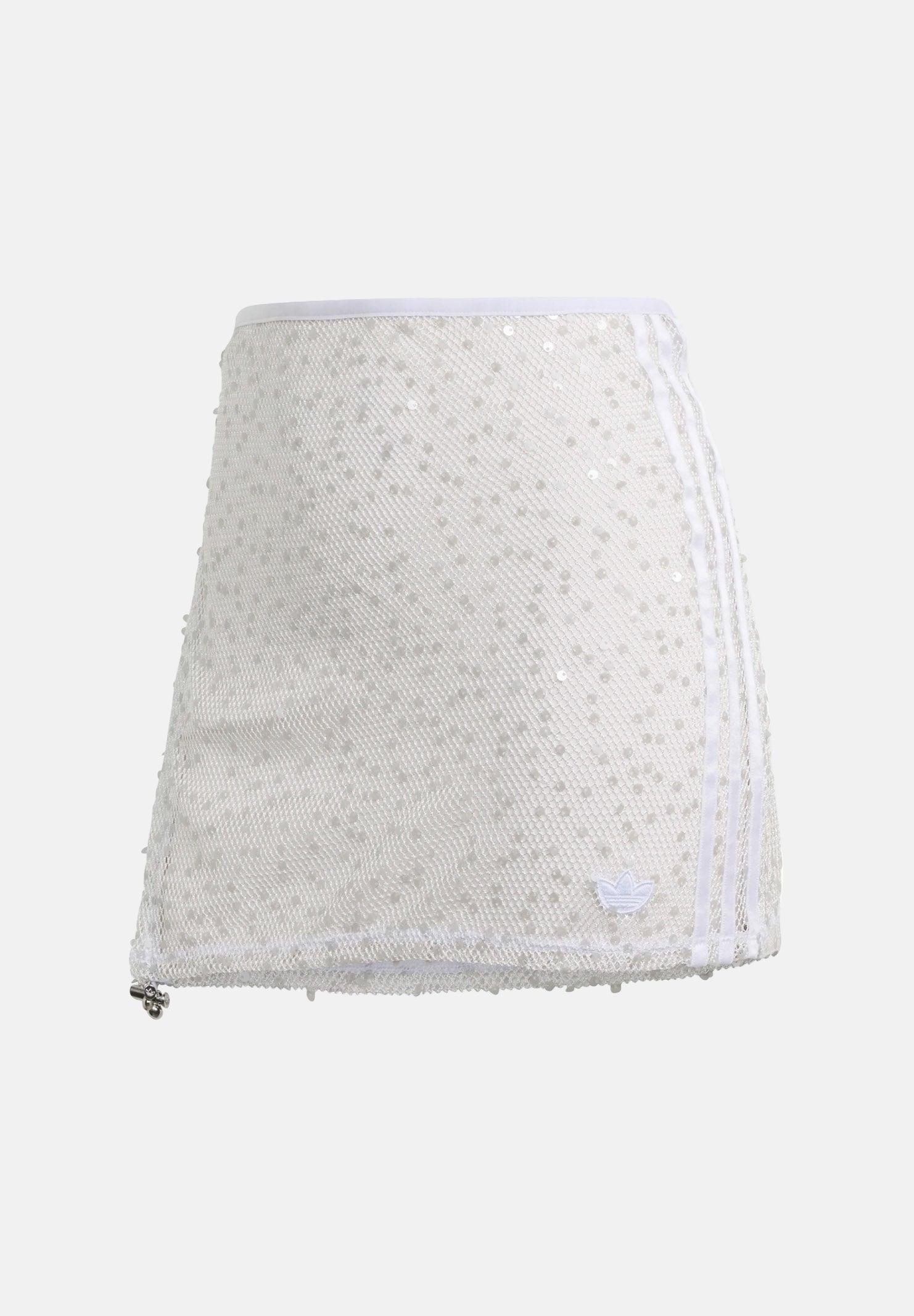 ADIDAS ORIGINALS Gonna corta bianca da donna con paillettes e motivo traforato<BR/> HZ1007 . ADIDAS ORIGINALS 