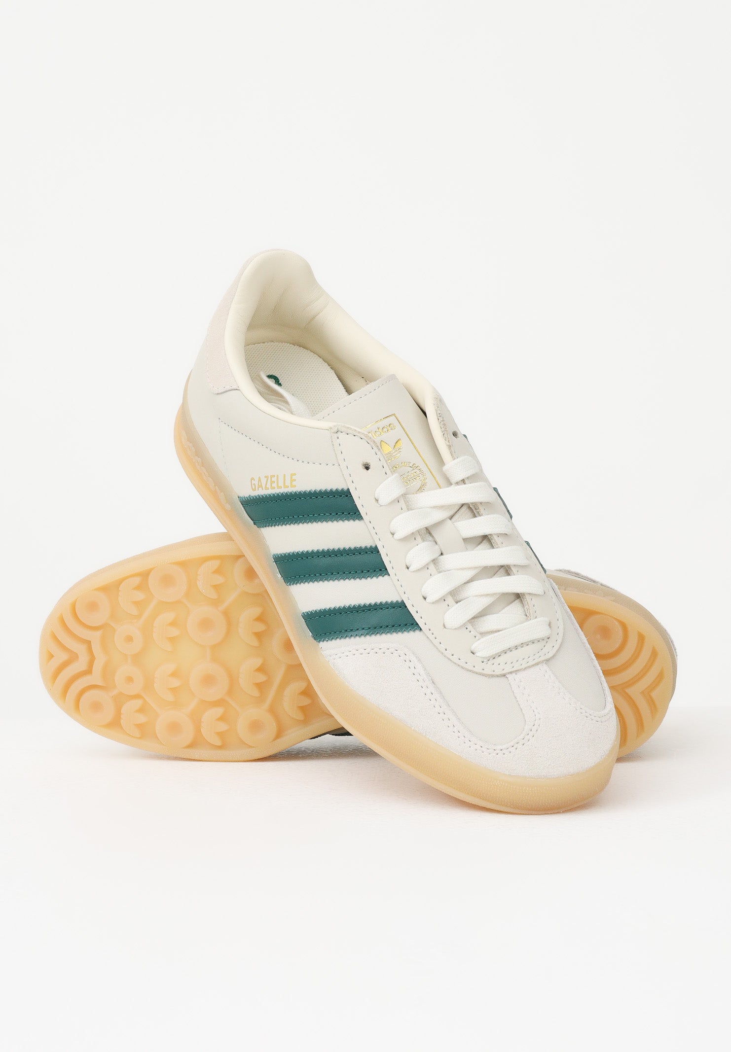 ADIDAS ORIGINALS Sneakers GAZELLE INDOOR AYAKKABI beige e verdi per uomo e donna IH9675 . ADIDAS ORIGINALS 