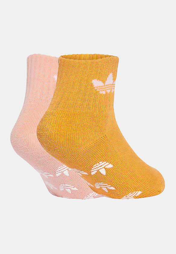 ADIDAS ORIGINALS Calzini antiscivolo (2 paia) rosa e arancione da neonato JC8540 . ADIDAS ORIGINALS 