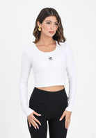ADIDAS ORIGINALS Top a manica lunga Essentials Ribbed Crop bianca da donna JC9011 . ADIDAS ORIGINALS 