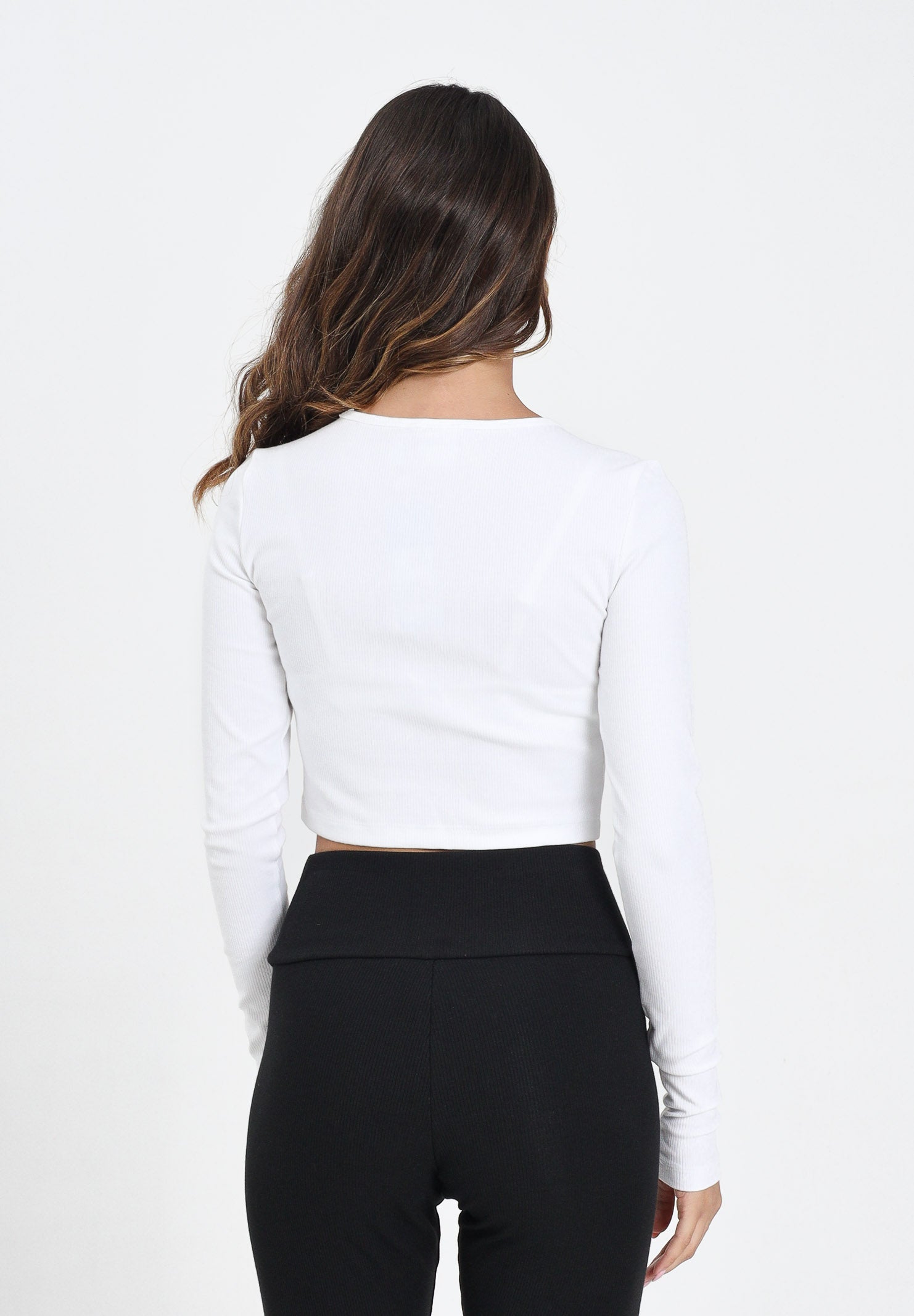 ADIDAS ORIGINALS Top a manica lunga Essentials Ribbed Crop bianca da donna JC9011 . ADIDAS ORIGINALS 