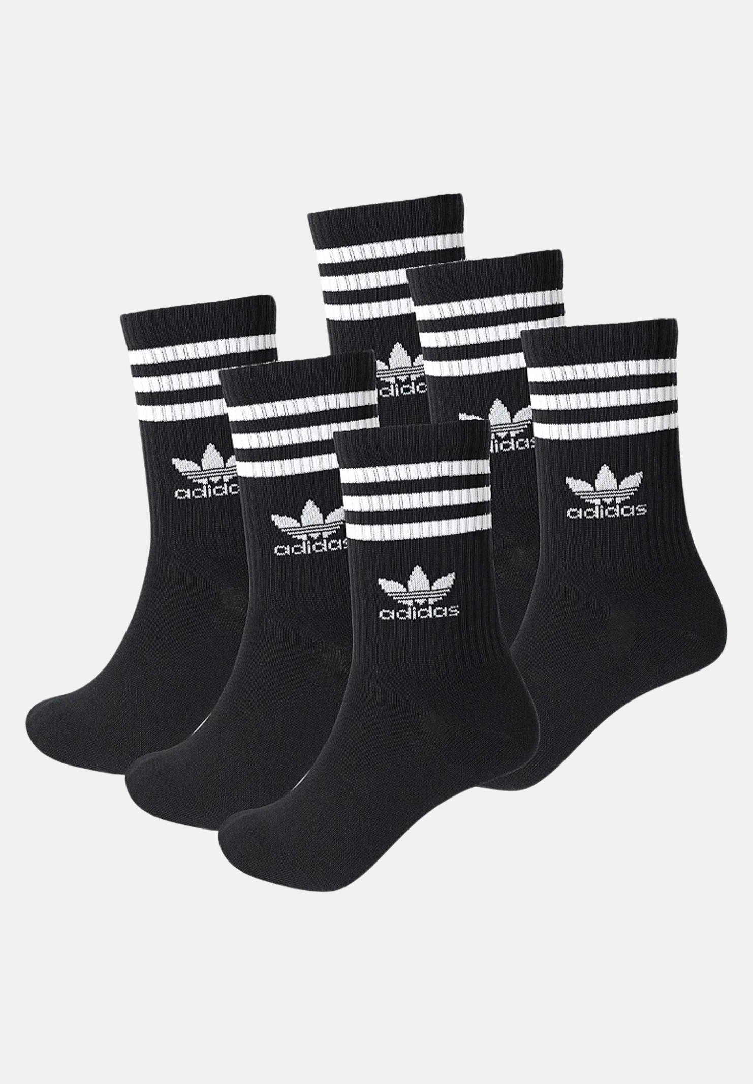 ADIDAS ORIGINALS Set da 6 paia di calzini 3-STRIPES CREW neri per uomo e donna JE1829 . ADIDAS ORIGINALS 
