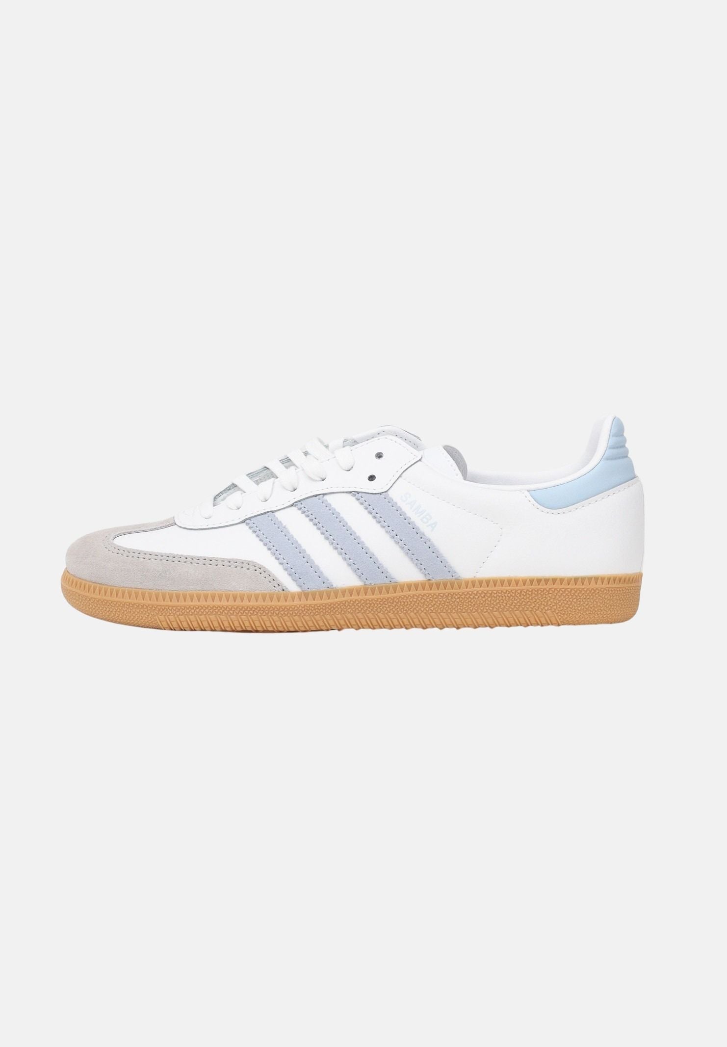 ADIDAS ORIGINALS Sneakers SAMBA OG bianche e celesti per uomo e donna JQ2019 . ADIDAS ORIGINALS 