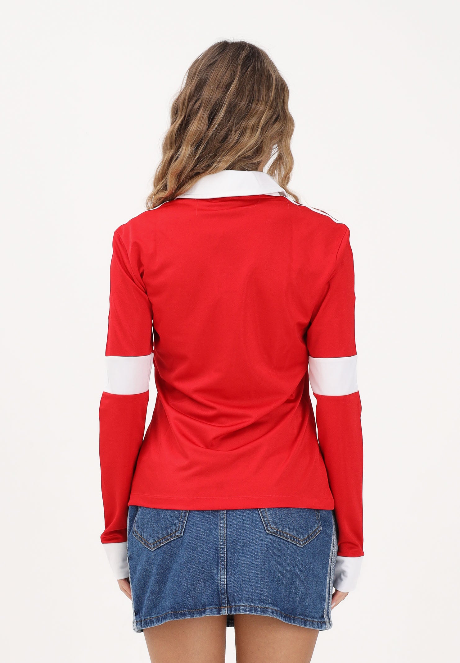 ADIDAS ORIGINALS Polo a manica lunga Graphic Football rossa da donna JW0272 . ADIDAS ORIGINALS 