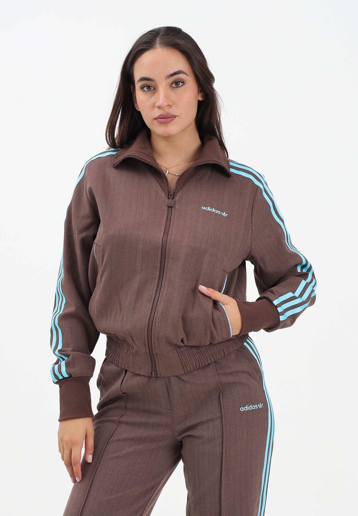 ADIDAS ORIGINALS Felpa con zip Tailored marrone da donna JX5311 . ADIDAS ORIGINALS 