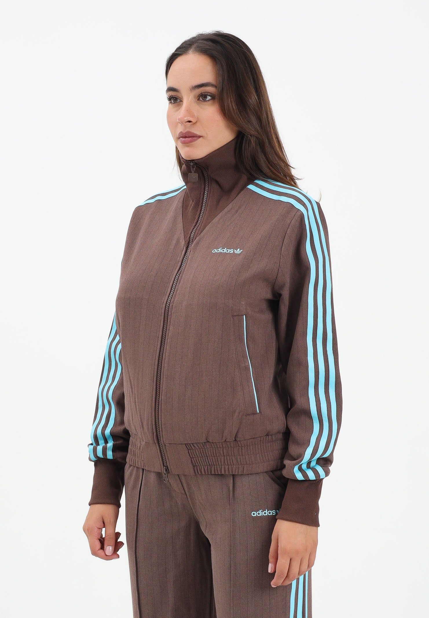 ADIDAS ORIGINALS Felpa con zip Tailored marrone da donna JX5311 . ADIDAS ORIGINALS 
