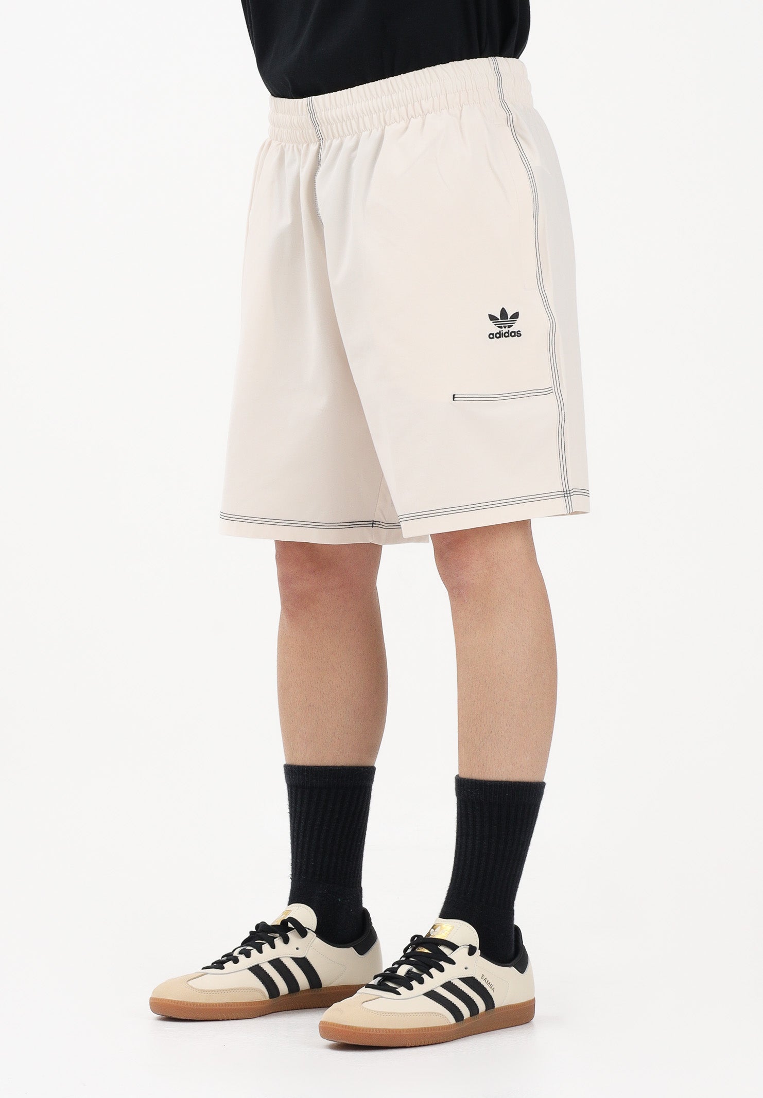 ADIDAS ORIGINALS Shorts sportivo TREFOIL ESSENTIALS panna da uomo KA8541 . ADIDAS ORIGINALS 