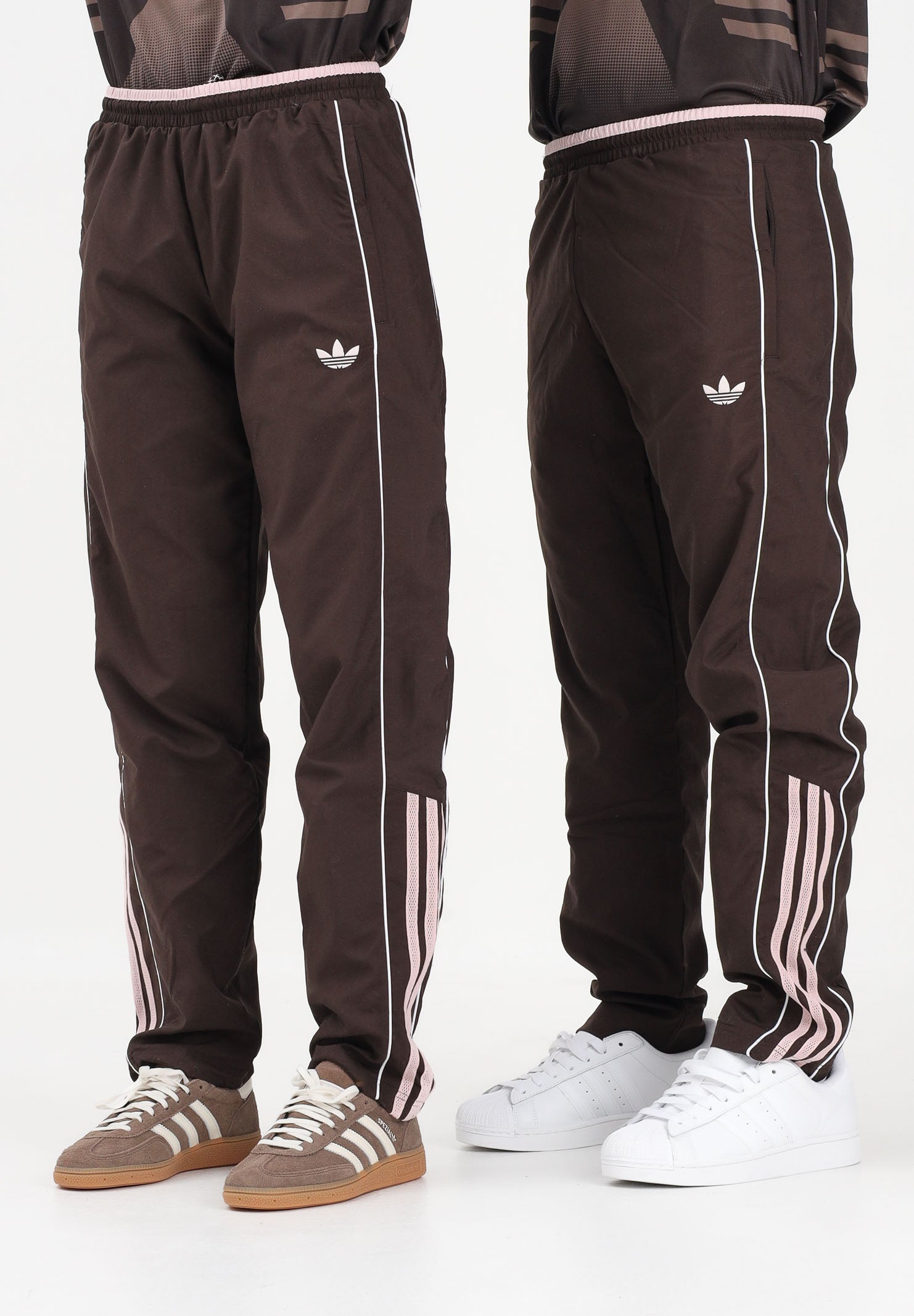 ADIDAS ORIGINALS Pantalone sportivo HALF STRIPES marrone e rosa per uomo e donna KC6441 . ADIDAS ORIGINALS 