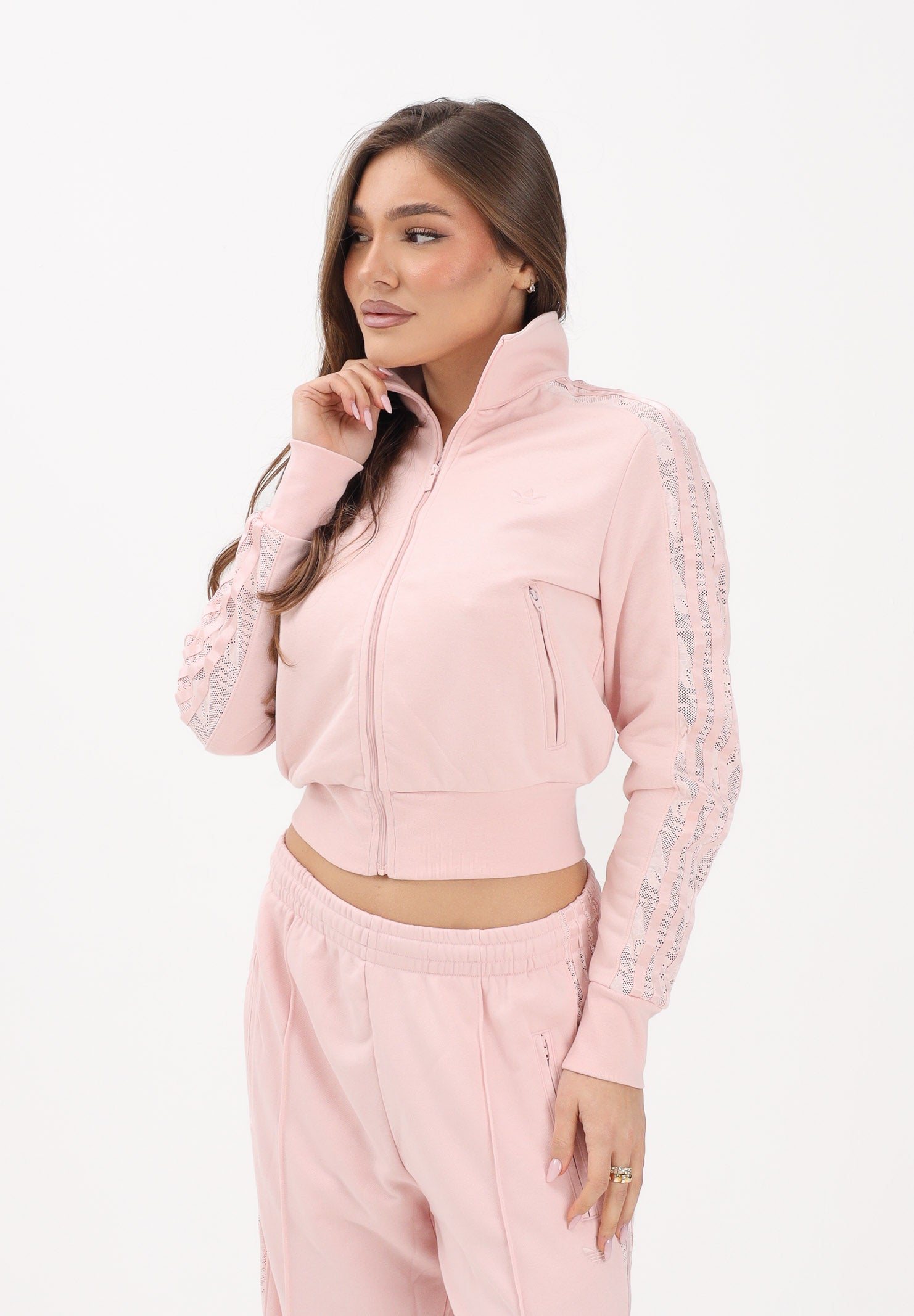 ADIDAS ORIGINALS Felpa con zip FIREBIRD LACE rosa da donna KC6450 . ADIDAS ORIGINALS 