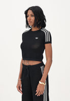 ADIDAS ORIGINALS Maglia a manica corta KNITTED CROCHET CALI nera da donna KC6481 . ADIDAS ORIGINALS 