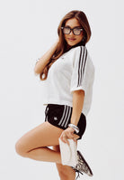 ADIDAS ORIGINALS Polo a manica corta KNITTED CROCHET bianca da donna KC6490 . ADIDAS ORIGINALS 