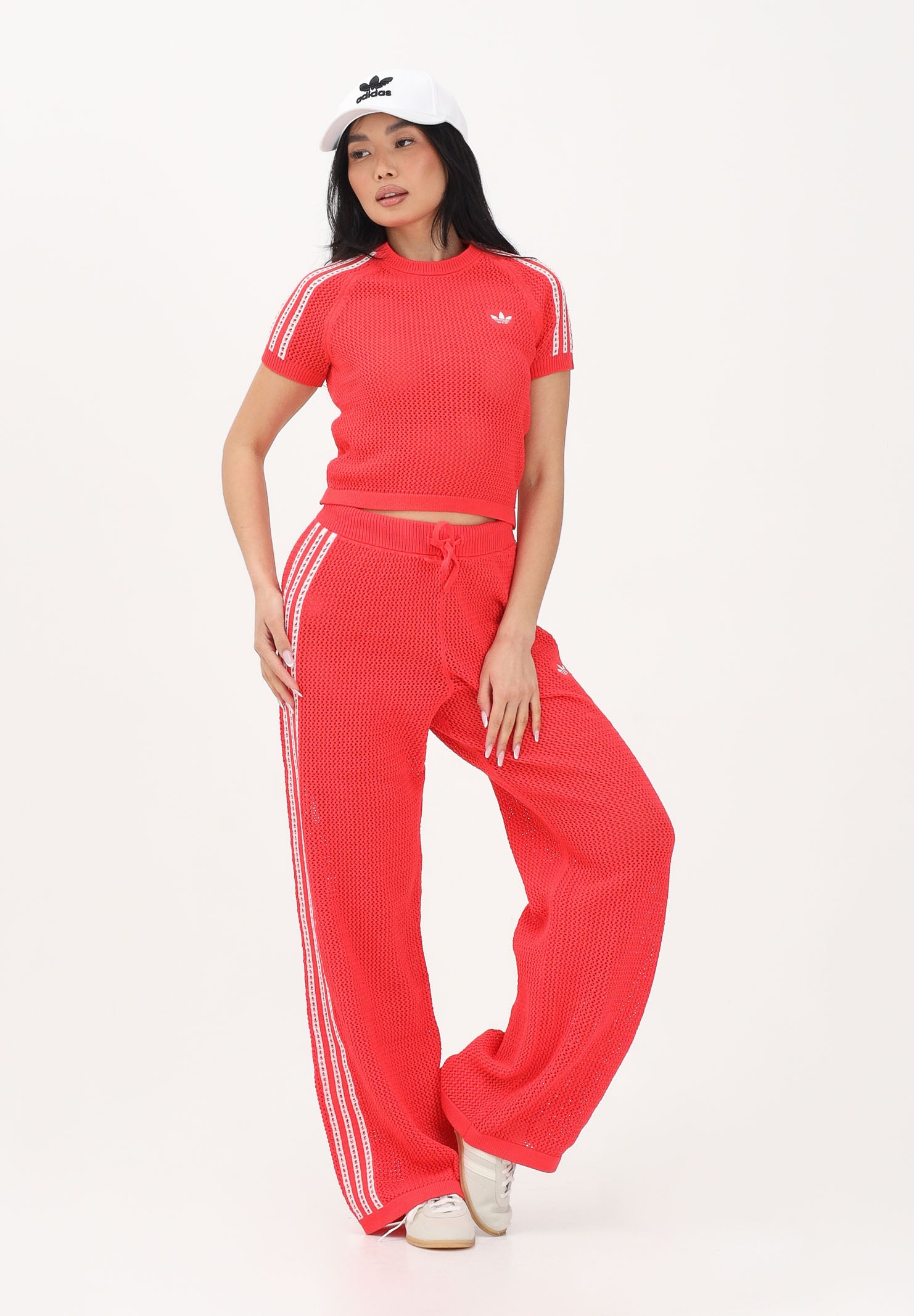 ADIDAS ORIGINALS Pantalone KNITTED CROCHET FIREBIRD corallo da donna KC6492 . ADIDAS ORIGINALS 