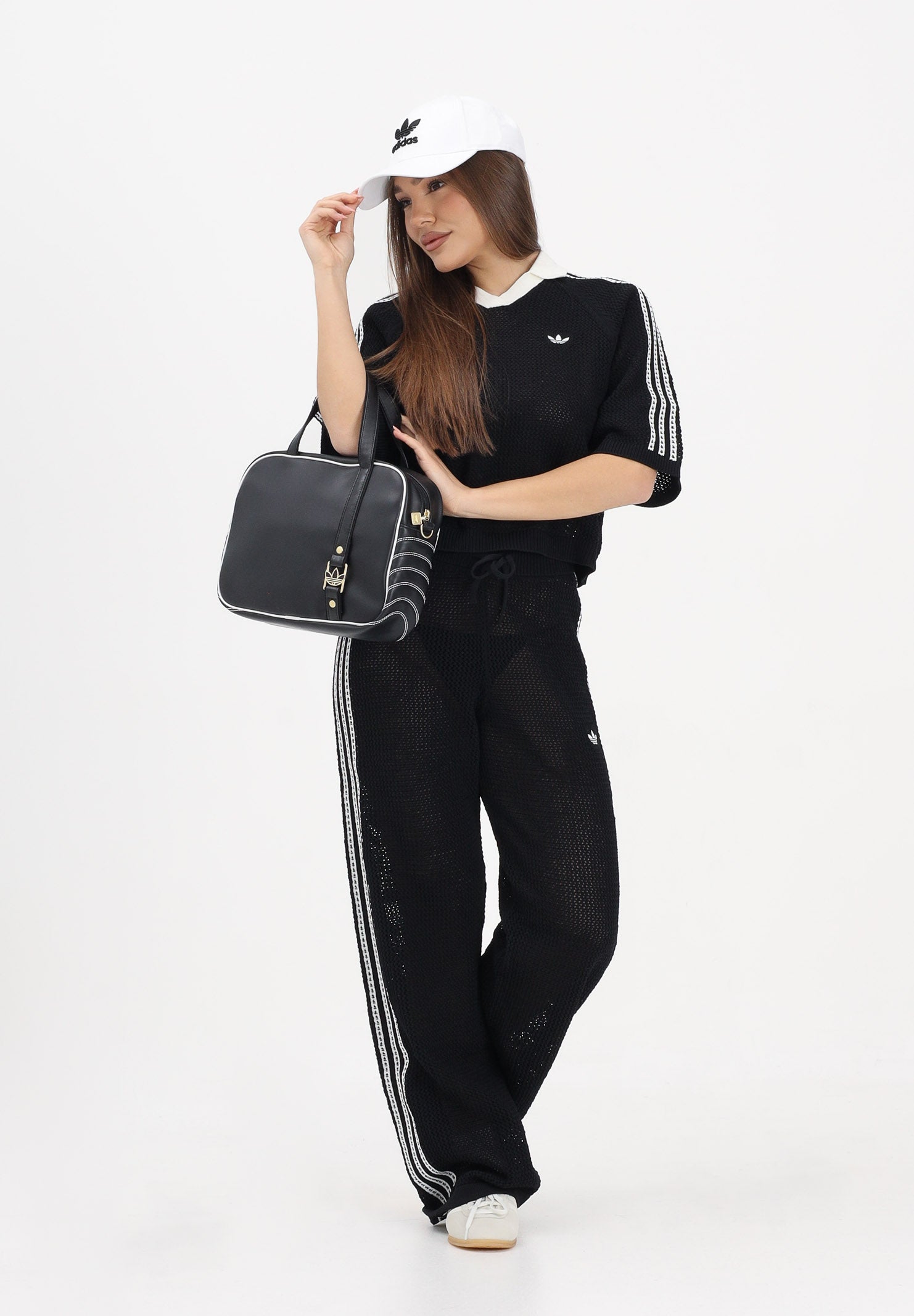 ADIDAS ORIGINALS Pantalone KNITTED CROCHET FIREBIRD nero da donna KC6494 . ADIDAS ORIGINALS 