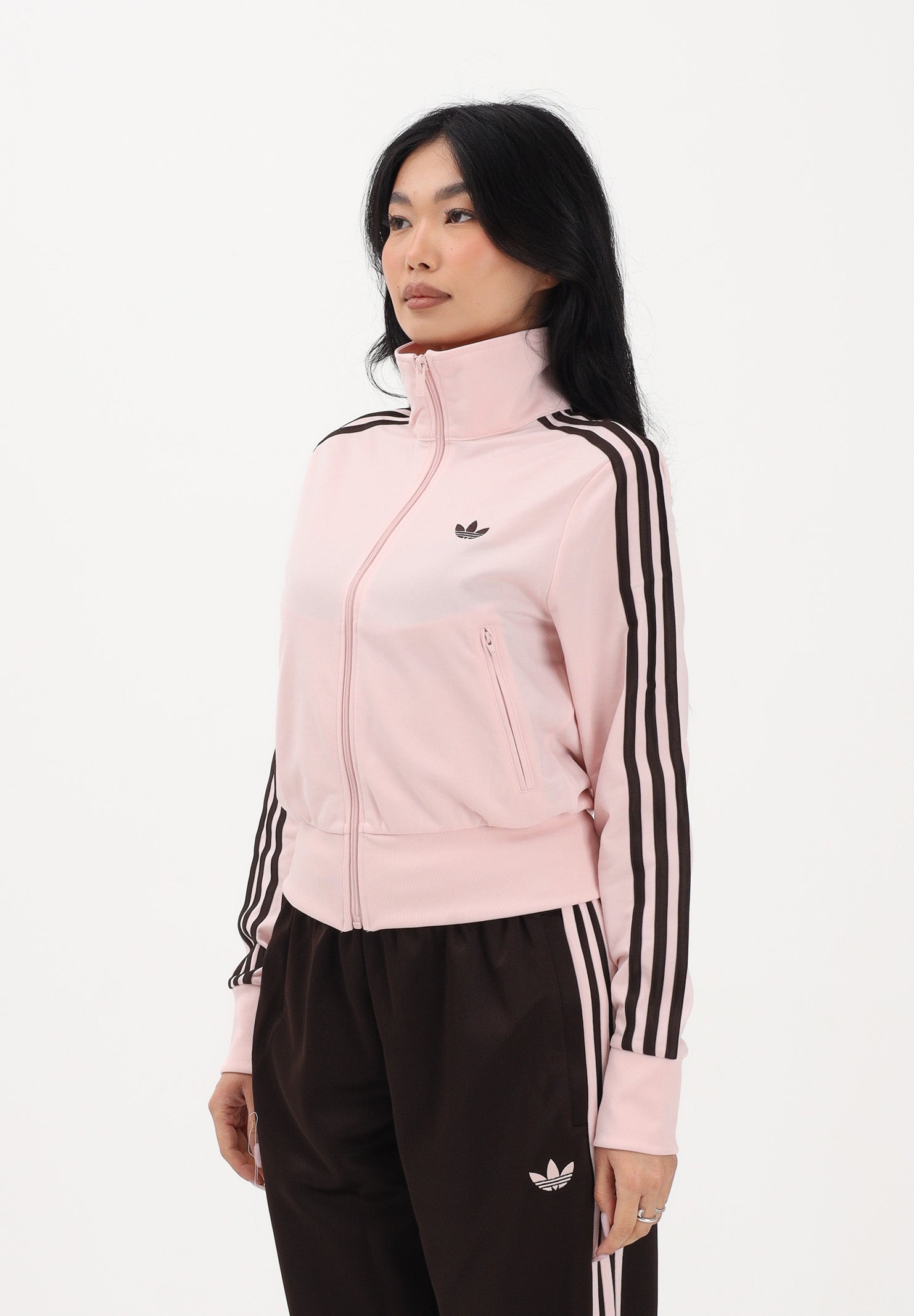 ADIDAS ORIGINALS Felpa con zip FIREBIRD CLASSIC rosa e marrone da donna KC6573 . ADIDAS ORIGINALS 