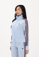 ADIDAS ORIGINALS Felpa con zip Firebird Classic celeste e bordeaux da donna KC6574 . ADIDAS ORIGINALS 