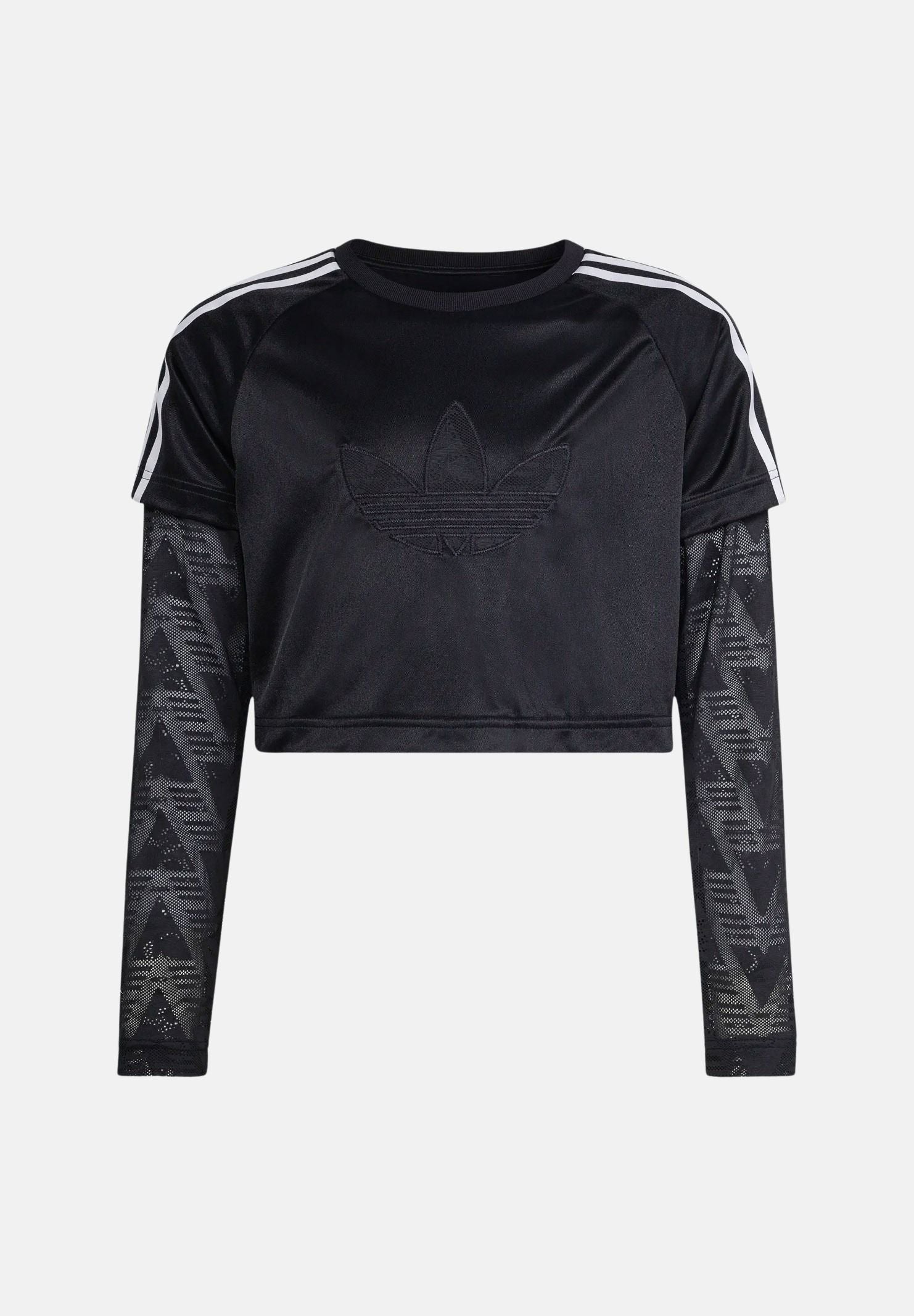 ADIDAS ORIGINALS T-shirt a manica lunga LOOSE 2IN1 LACE nera da bambina KC6784 . ADIDAS ORIGINALS 