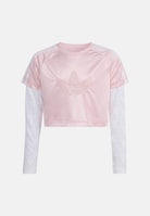 ADIDAS ORIGINALS T-shirt a manica lunga LOOSE 2IN1 LACE bianca e rosa da bambina KC6785 . ADIDAS ORIGINALS 