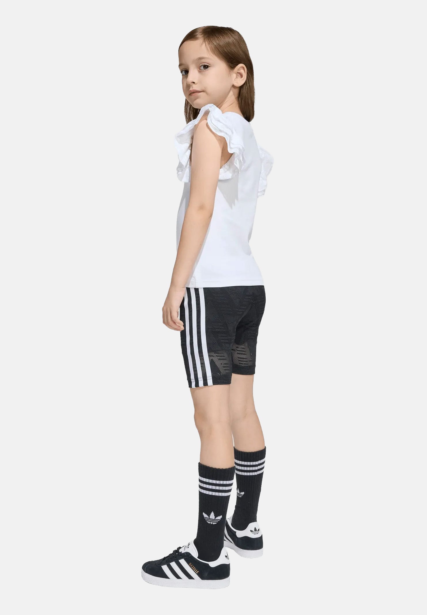 ADIDAS ORIGINALS Completino LACE CYCLING SHORT TEE SET da bianco e nero da bambina KC6795 . ADIDAS ORIGINALS 