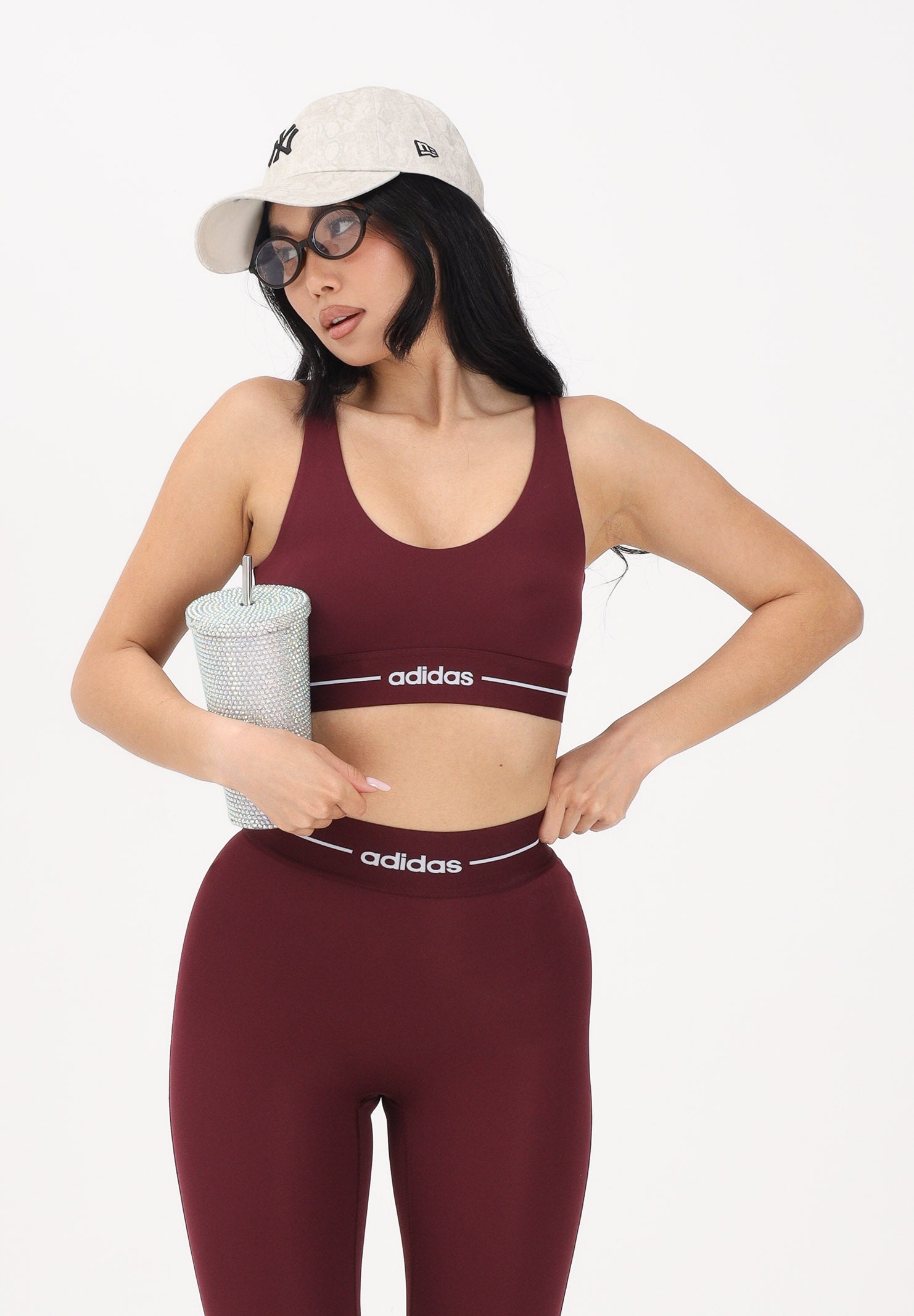 ADIDAS PERFORMANCE Top sportivo Hyperglam Light Support bordeaux da donna KC7668 . ADIDAS PERFORMANCE 