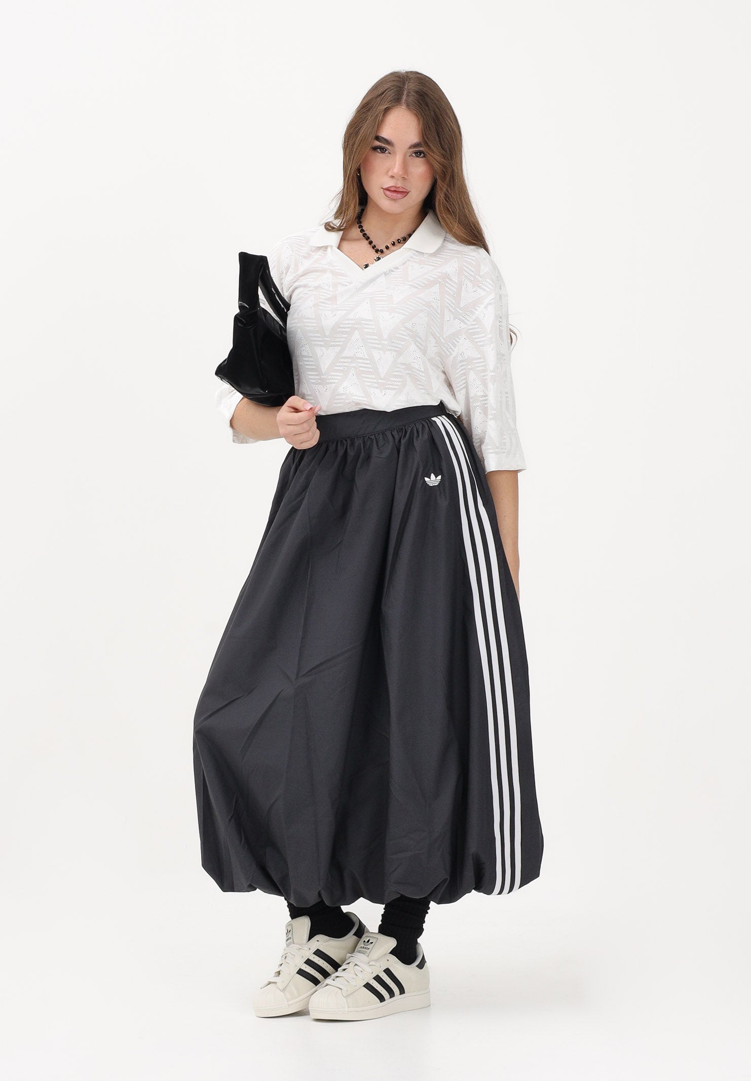 ADIDAS ORIGINALS Gonna midi Balloon nera da donna KC8088 . ADIDAS ORIGINALS 