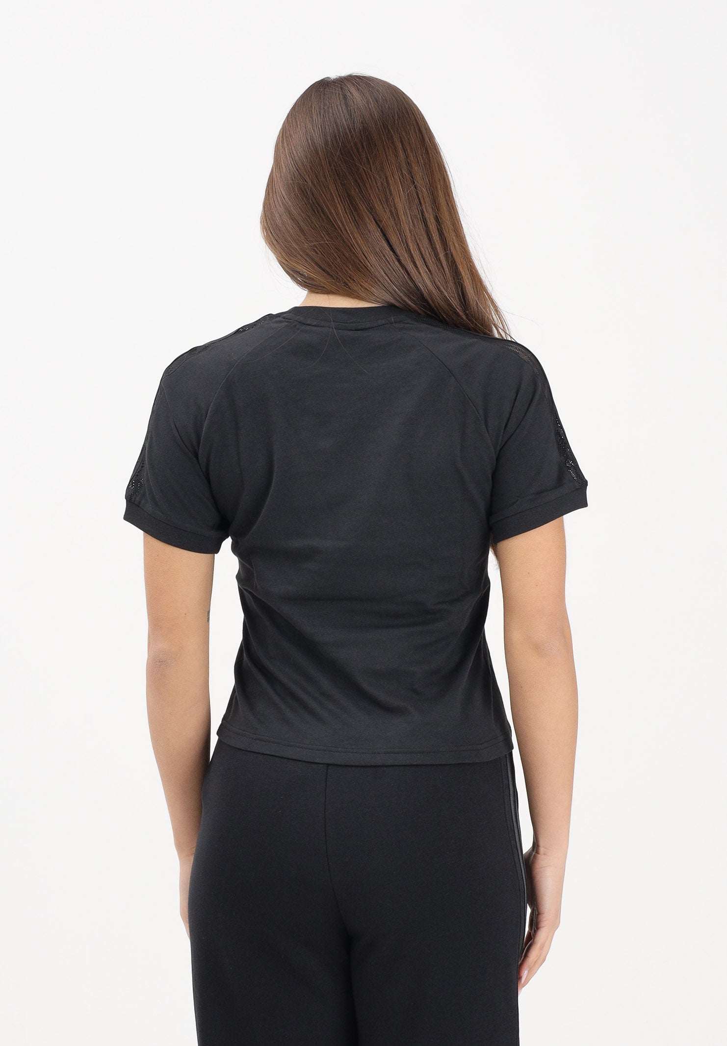 ADIDAS ORIGINALS T-shirt a manica corta LACE CALI nera da donna KC8150 . ADIDAS ORIGINALS 