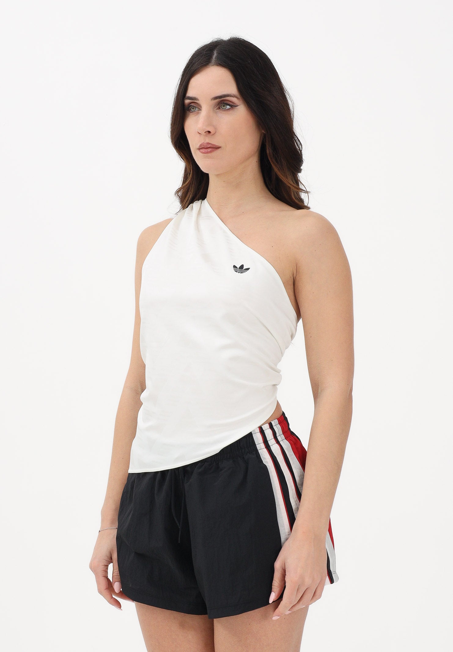 ADIDAS ORIGINALS Top sportivo monospalla bianco da donna KC9118 . ADIDAS ORIGINALS 