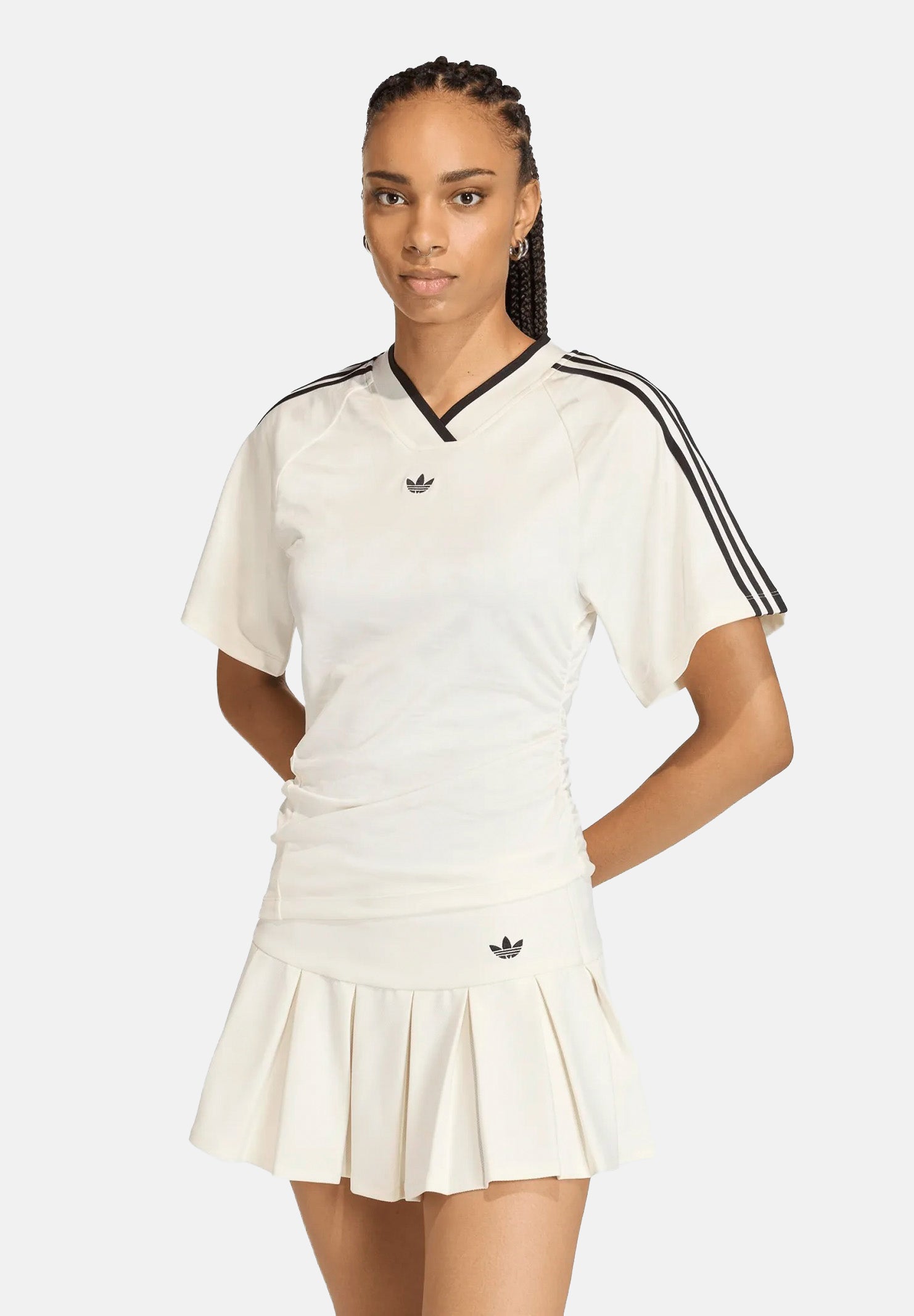 ADIDAS ORIGINALS T-shirt Maglia Rouched Football Off White bianco, donna. KC9122 . ADIDAS ORIGINALS 