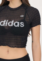 ADIDAS ORIGINALS T-shirt a manica corta SMOCKED CALI nera da donna KD0300 . ADIDAS ORIGINALS 