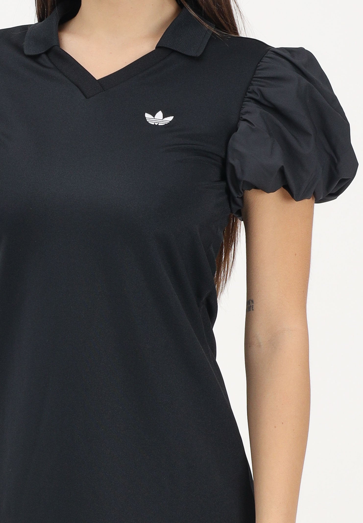 ADIDAS ORIGINALS Abito corto nero da donna con maniche a palloncino KD0302 . ADIDAS ORIGINALS 