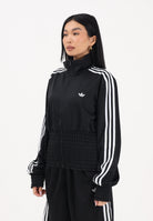 ADIDAS ORIGINALS Felpa con zip Smocked Firebird nera da donna KD0303 . ADIDAS ORIGINALS 