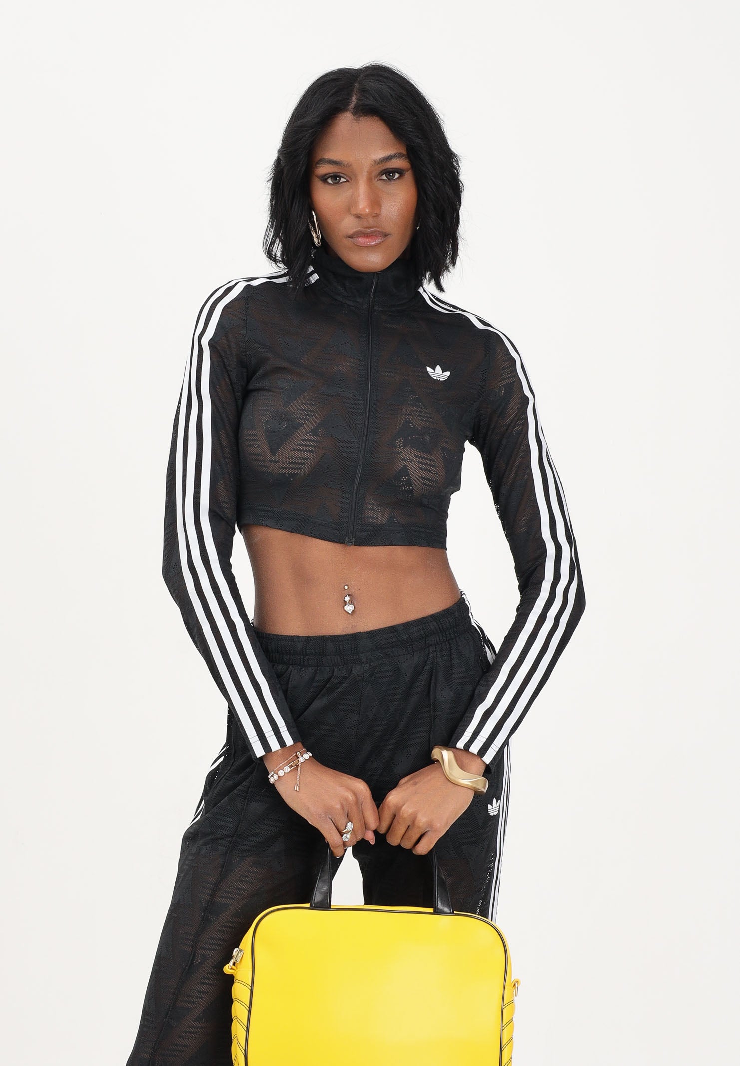 ADIDAS ORIGINALS Felpa con zip FIREBIRD CLASSIC LACE nera da donna KD0349 . ADIDAS ORIGINALS 