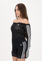 ADIDAS ORIGINALS Top a manica lunga Lace Bardot nero da donna<BR/> KD0350 . ADIDAS ORIGINALS 