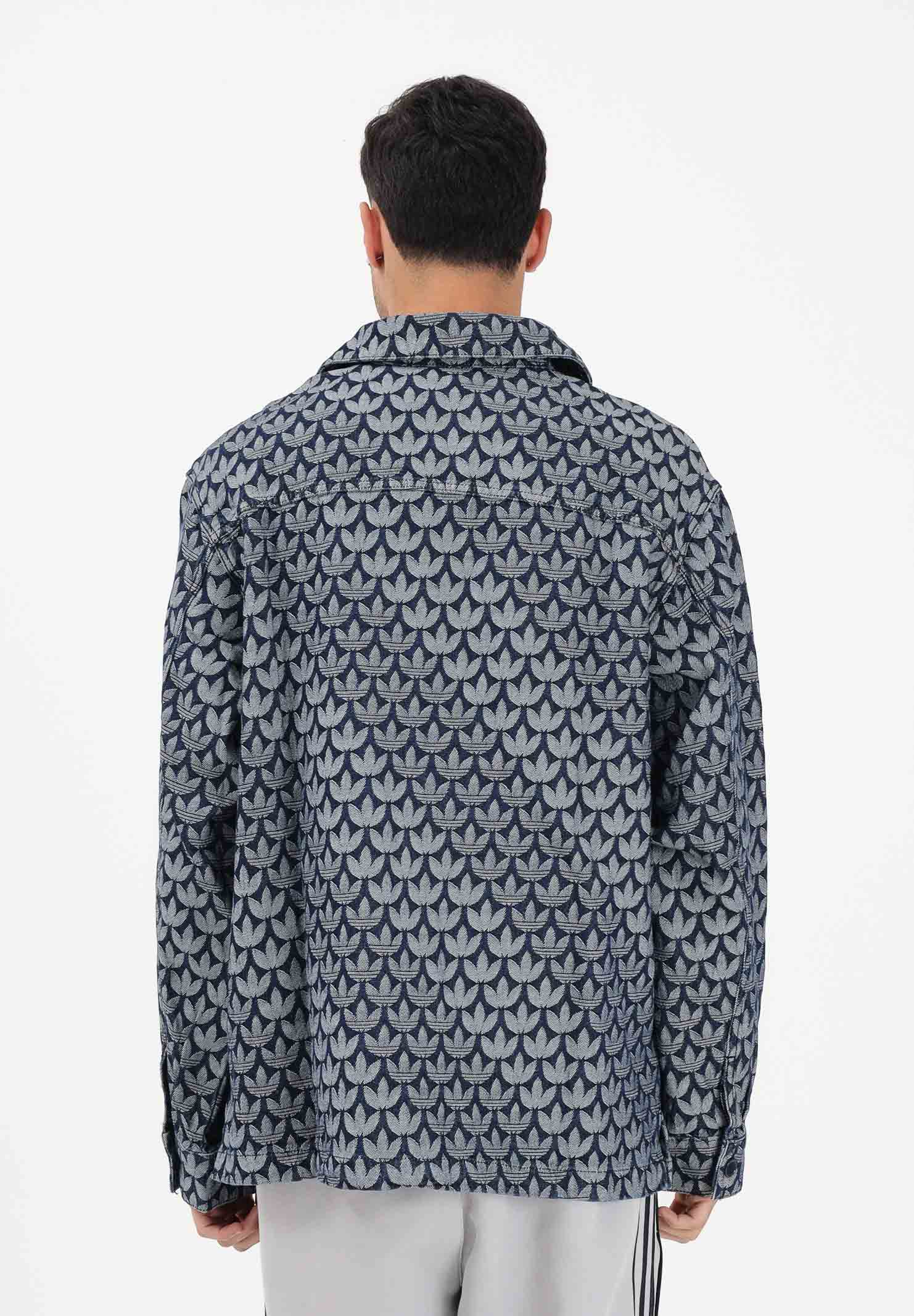 ADIDAS ORIGINALS Camicia a manica lunga in denim blu da uomo con motivo monogramma KD0397 . ADIDAS ORIGINALS 