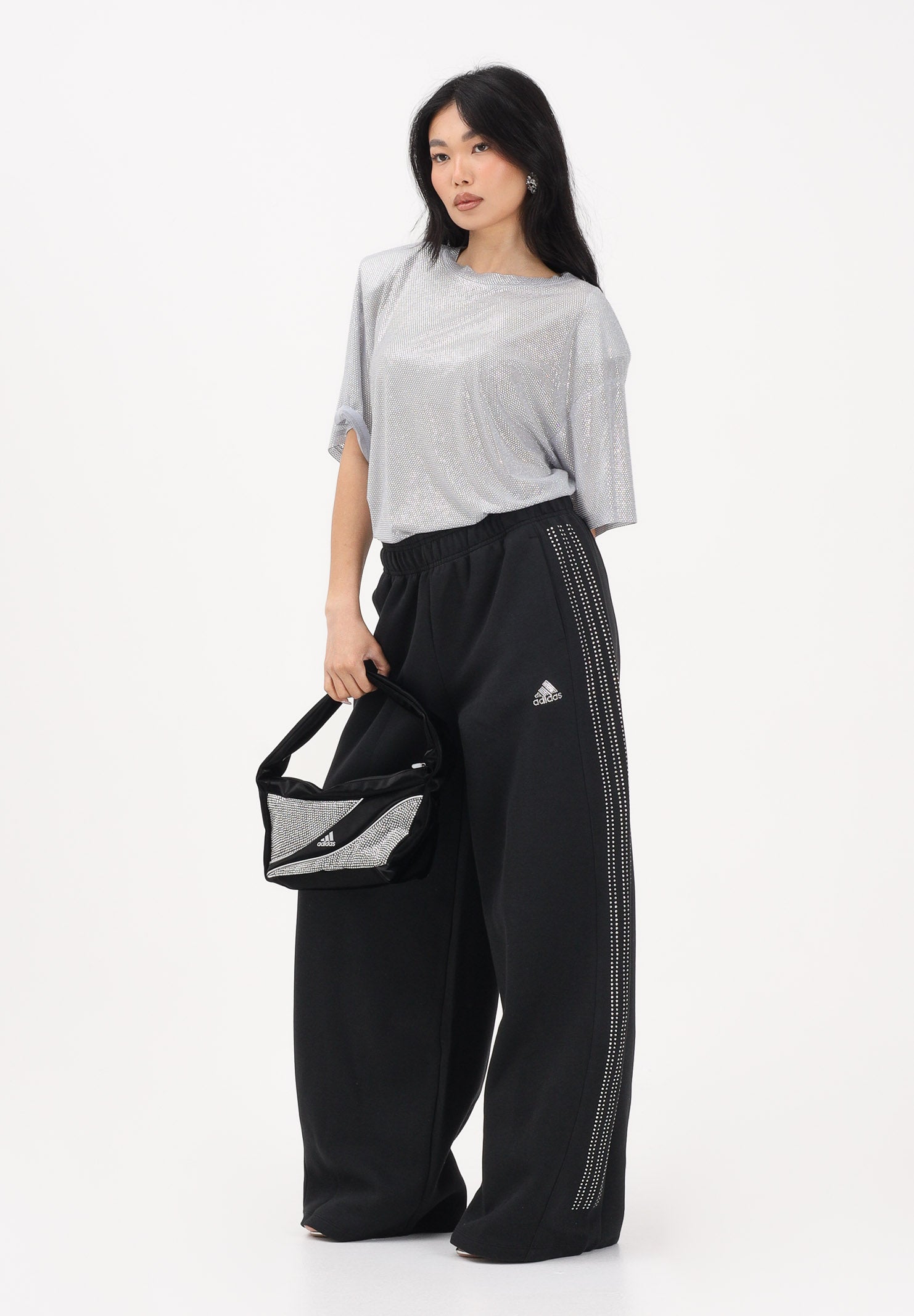 ADIDAS ORIGINALS Pantalone sportivo TEAMGEIST RHINESTONE nero da donna KD0498 . ADIDAS ORIGINALS 