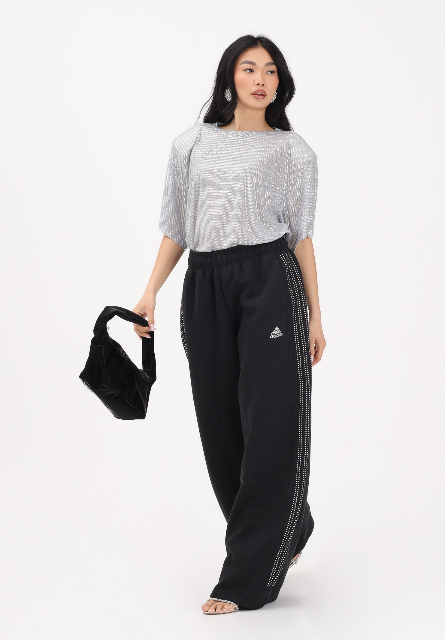 ADIDAS ORIGINALS Pantalone sportivo TEAMGEIST RHINESTONE nero da donna KD0498 . ADIDAS ORIGINALS 
