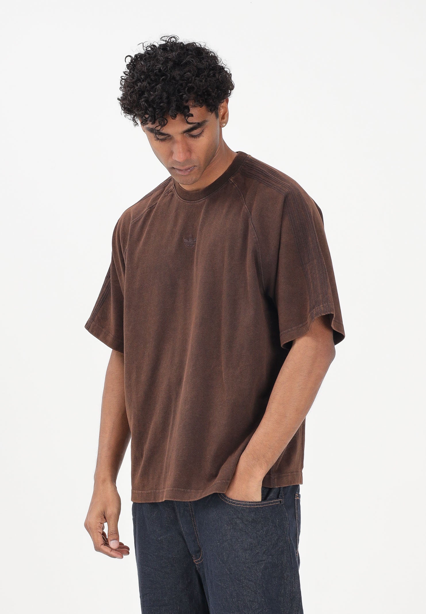 ADIDAS ORIGINALS T-shirt a manica corta Premium Essentials Retro Washed marrone da uomo KD0743 . ADIDAS ORIGINALS 