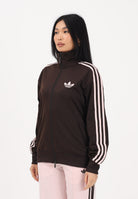 ADIDAS ORIGINALS Felpa con zip Firebird Loose marrone e rosa da donna KD1331 . ADIDAS ORIGINALS 
