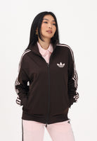 ADIDAS ORIGINALS Felpa con zip Firebird Loose marrone e rosa da donna KD1331 . ADIDAS ORIGINALS 