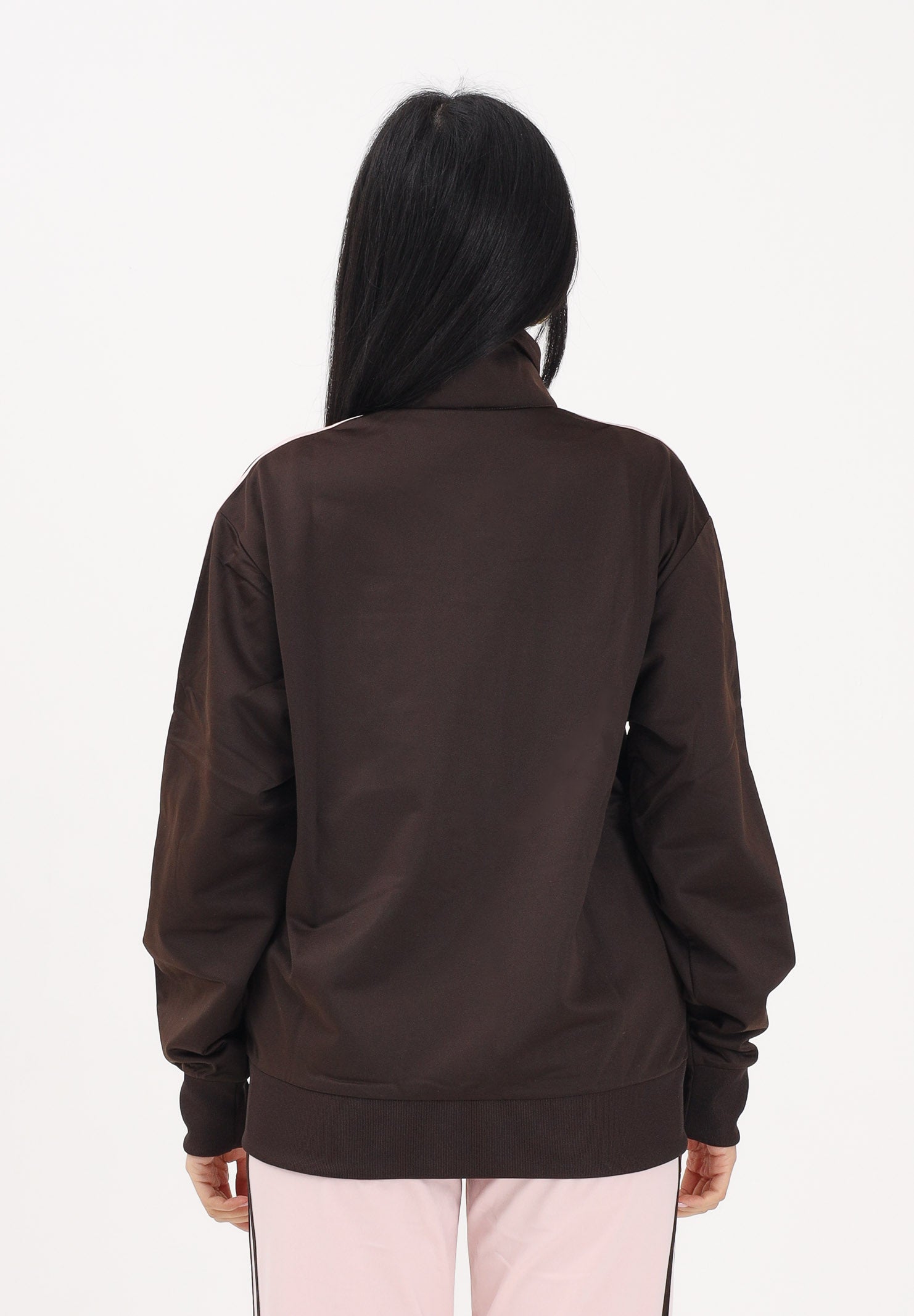 ADIDAS ORIGINALS Felpa con zip Firebird Loose marrone e rosa da donna KD1331 . ADIDAS ORIGINALS 