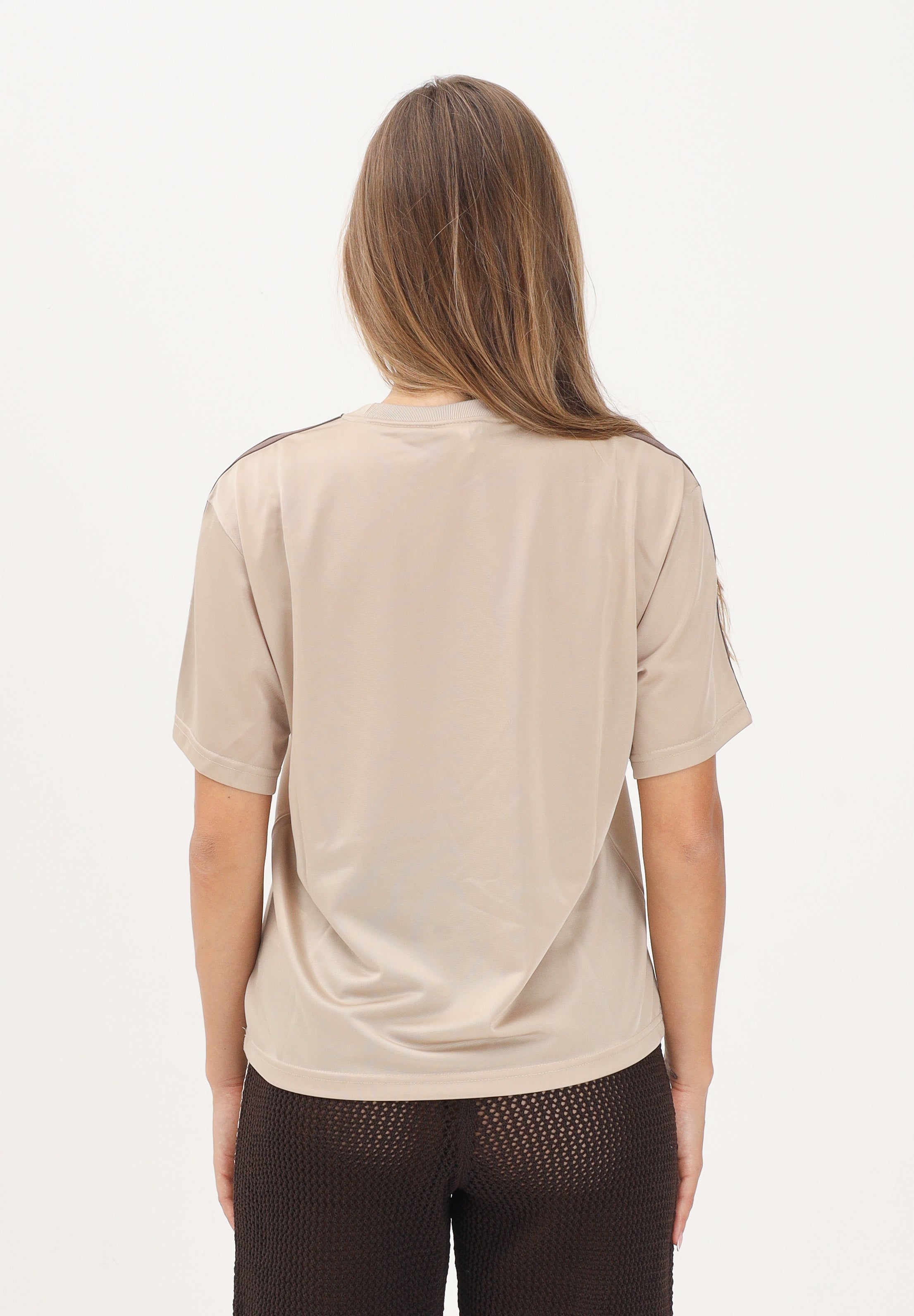 ADIDAS ORIGINALS T-shirt a manica corta beige da donna con logo KD1348 . ADIDAS ORIGINALS 