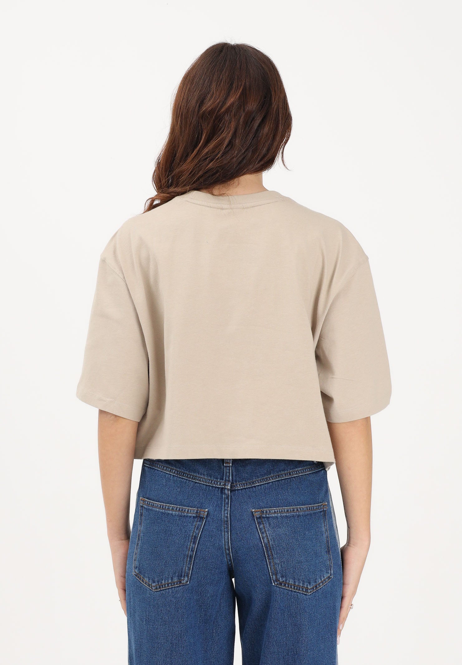 ADIDAS ORIGINALS T-shirt a manica corta Essentials Crop beige da donna KD1363 . ADIDAS ORIGINALS 