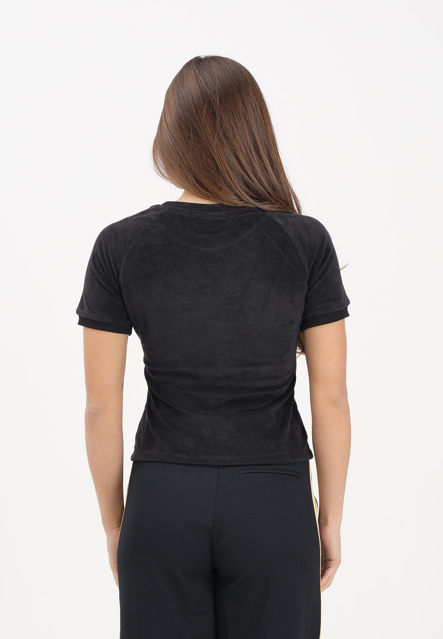 ADIDAS ORIGINALS T-shirt a manica corta Terry Towel Cali nera da donna KD1412 . ADIDAS ORIGINALS 