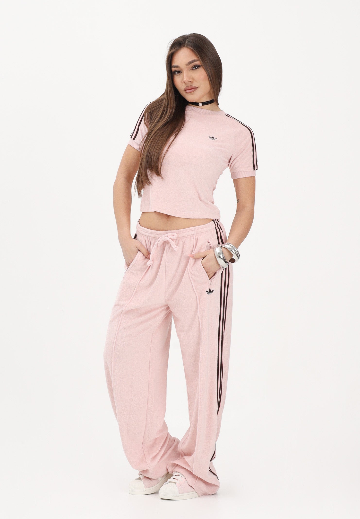 ADIDAS ORIGINALS Pantalone sportivo TERRY TOWEL FIREBIRD rosa da donna KD1414 . ADIDAS ORIGINALS 