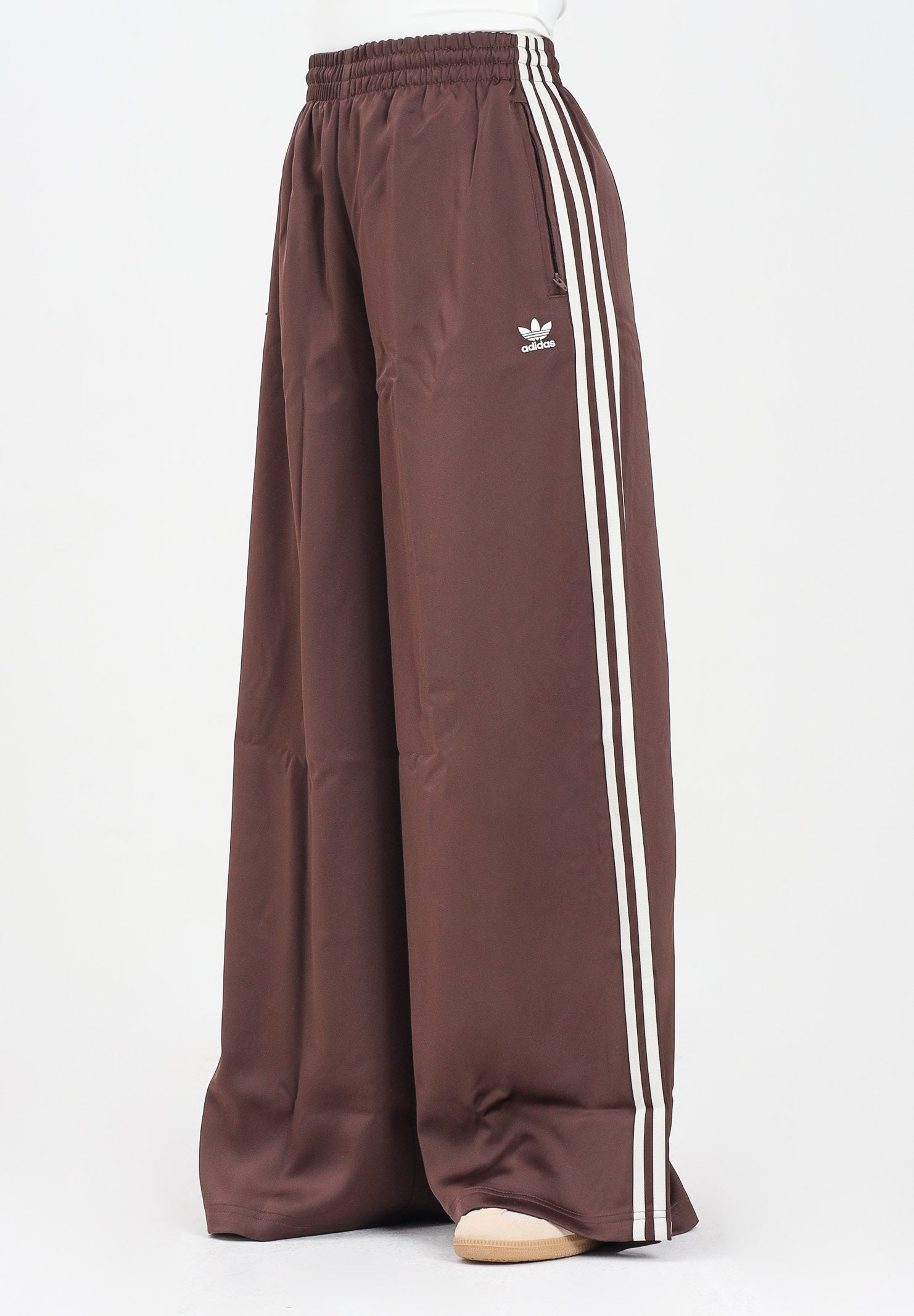 ADIDAS ORIGINALS Pantalone sportivo adicolor Satin Wide Leg marrone da donna KD2541 . ADIDAS ORIGINALS 