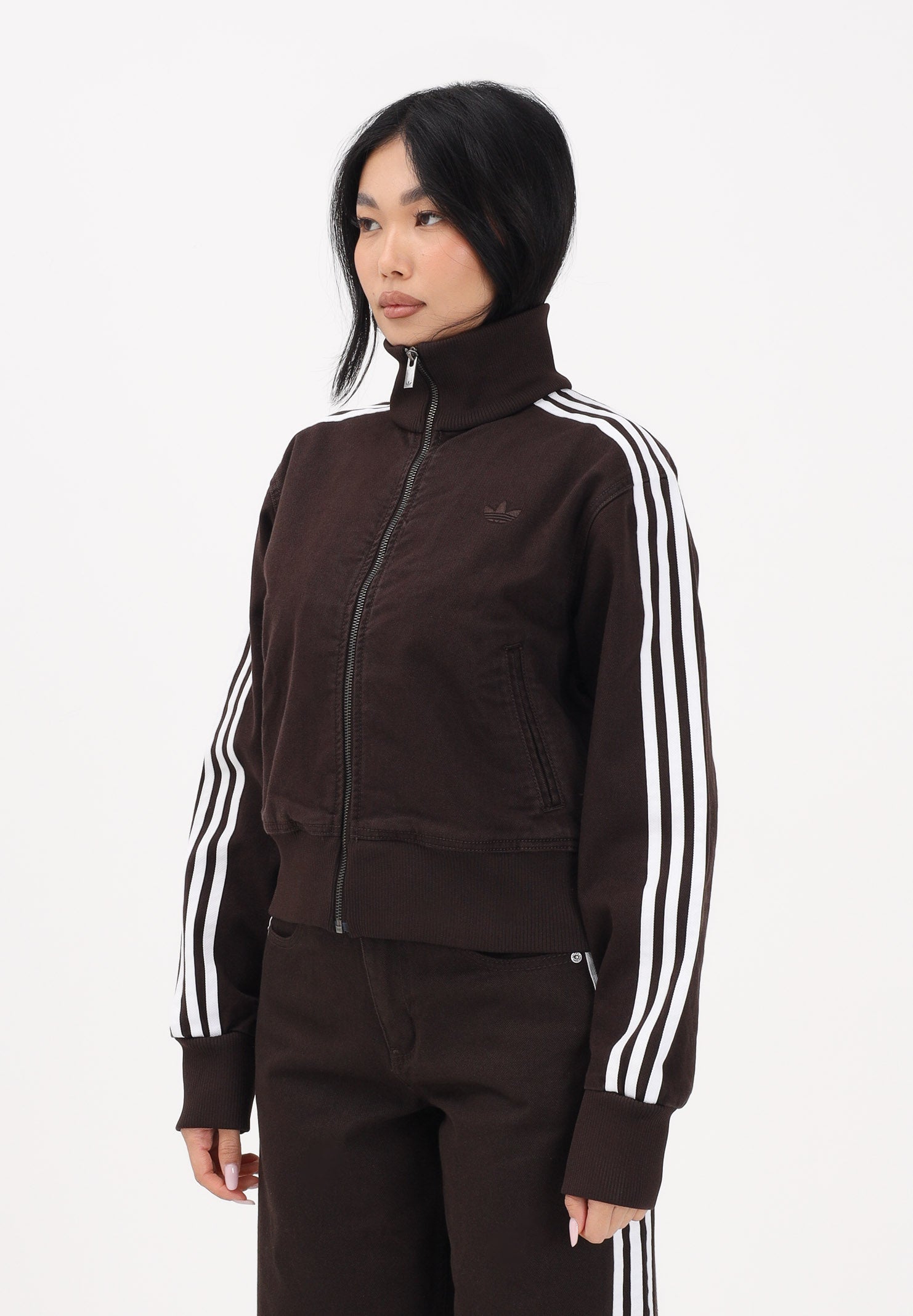 ADIDAS ORIGINALS Giubbotto FIREBIRD in denim marrone da donna KD2937 . ADIDAS ORIGINALS 
