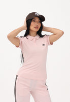 ADIDAS ORIGINALS Polo a manica corta 3 Stripes rosa e marrone da donna KD3699 . ADIDAS ORIGINALS 