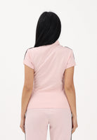 ADIDAS ORIGINALS Polo a manica corta 3 Stripes rosa e marrone da donna KD3699 . ADIDAS ORIGINALS 