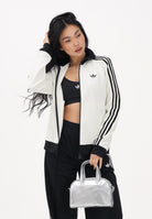 ADIDAS ORIGINALS Felpa con zip 3-Stripes panna e nera da donna KD3740 . ADIDAS ORIGINALS 