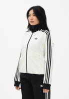 ADIDAS ORIGINALS Felpa con zip 3-Stripes panna e nera da donna KD3740 . ADIDAS ORIGINALS 